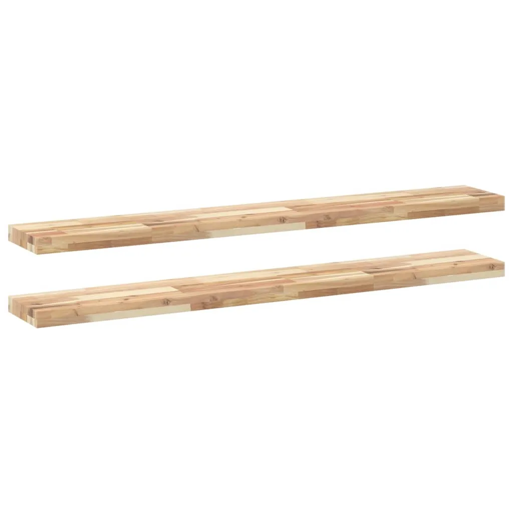 Floating Shelves 2 pcs 120x20x4 cm Untreated Solid Wood Acacia