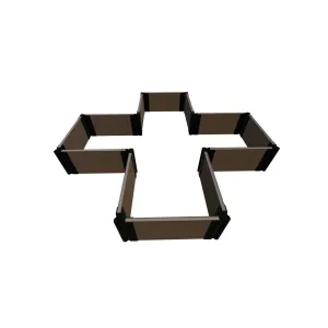 Frame It All | Tool-Free Military Medallion Raised Garden Bed (Kit Cross) 6' X 6' X 11" - Uptown Brown - 1" Profile