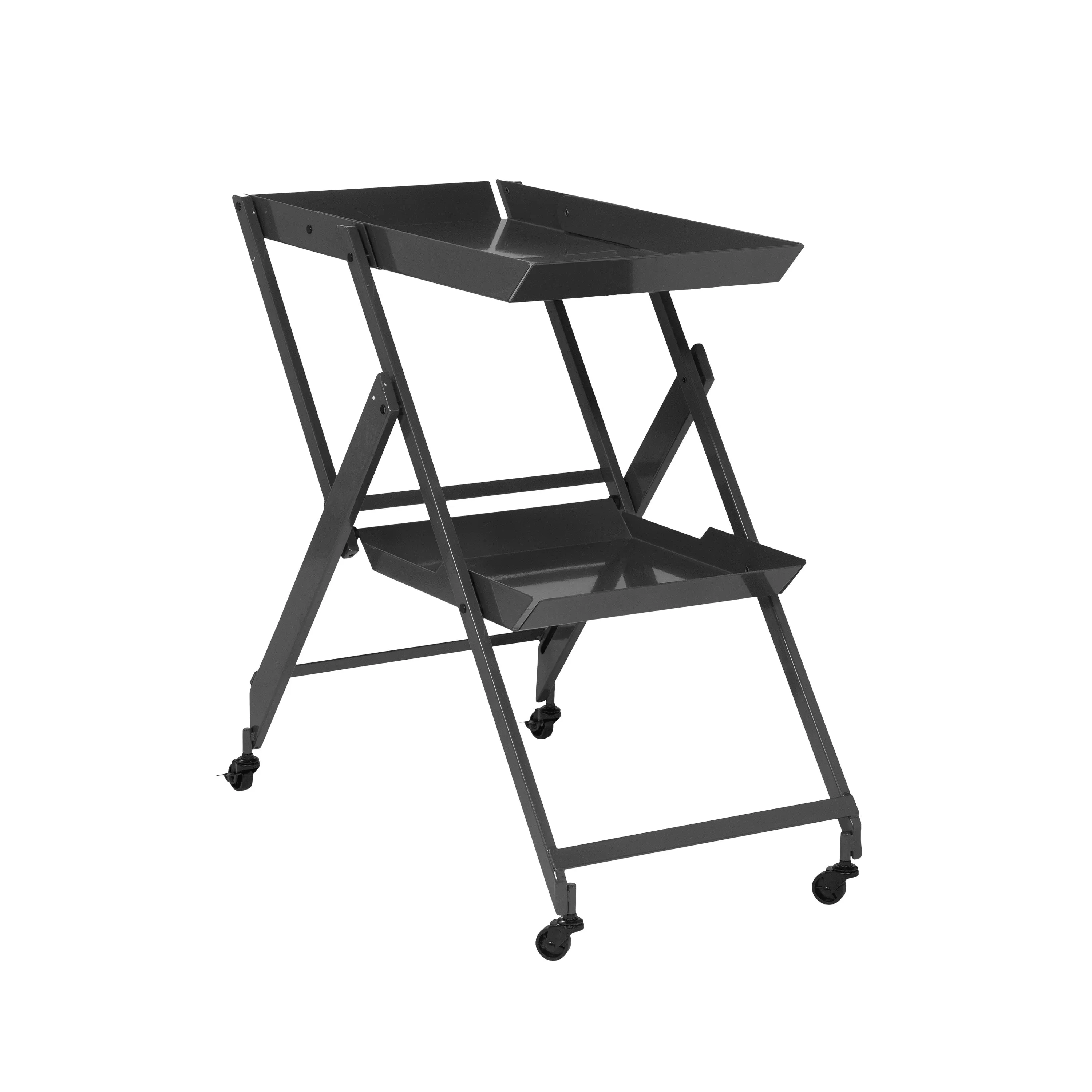 Frank Metal 2 Lipped Shelf Space-Saving Folding & Mobile Serving Cart