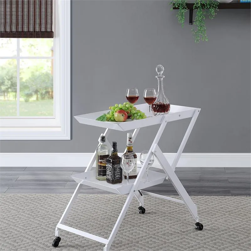 Frank Metal 2 Lipped Shelf Space-Saving Folding & Mobile Serving Cart