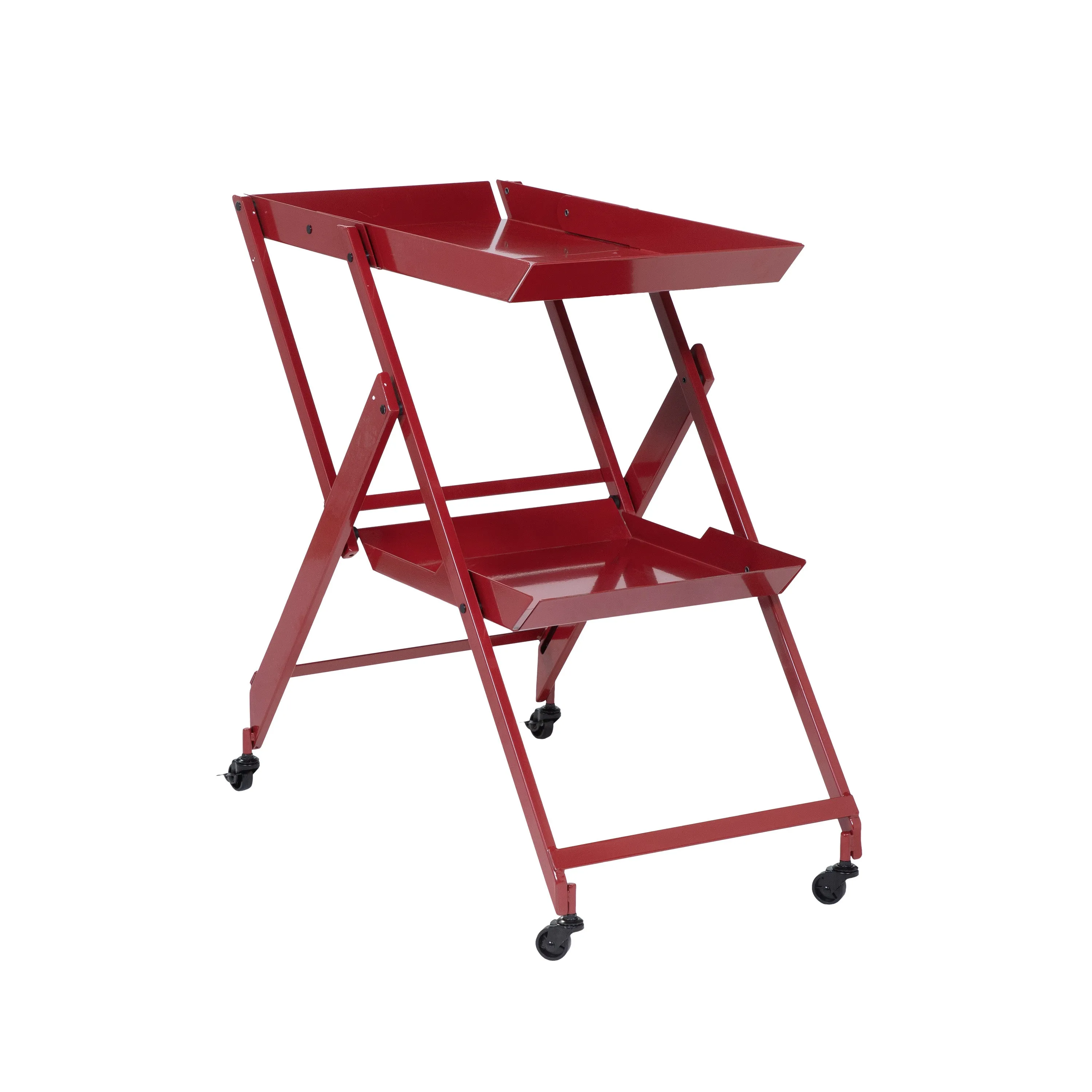 Frank Metal 2 Lipped Shelf Space-Saving Folding & Mobile Serving Cart