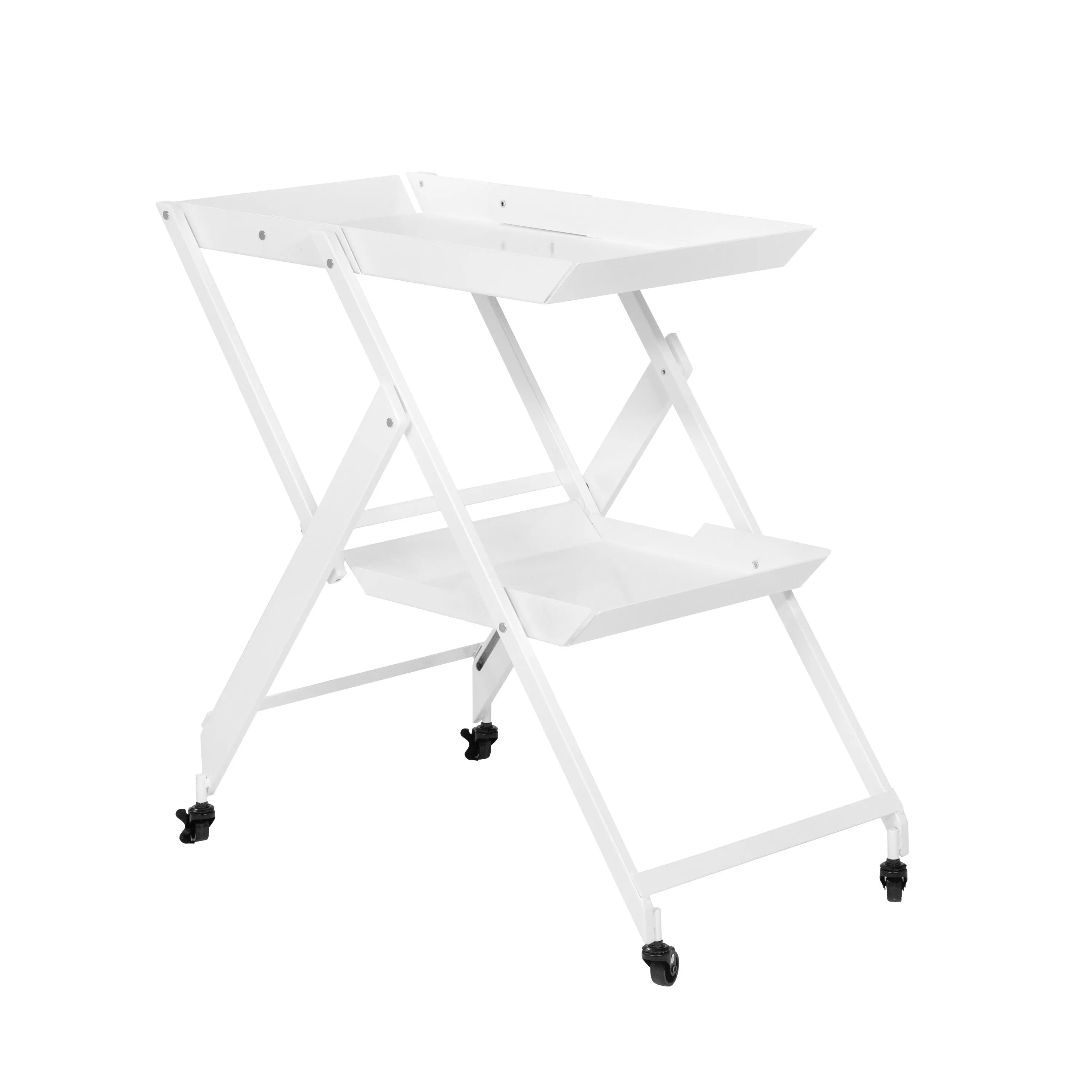 Frank Metal 2 Lipped Shelf Space-Saving Folding & Mobile Serving Cart