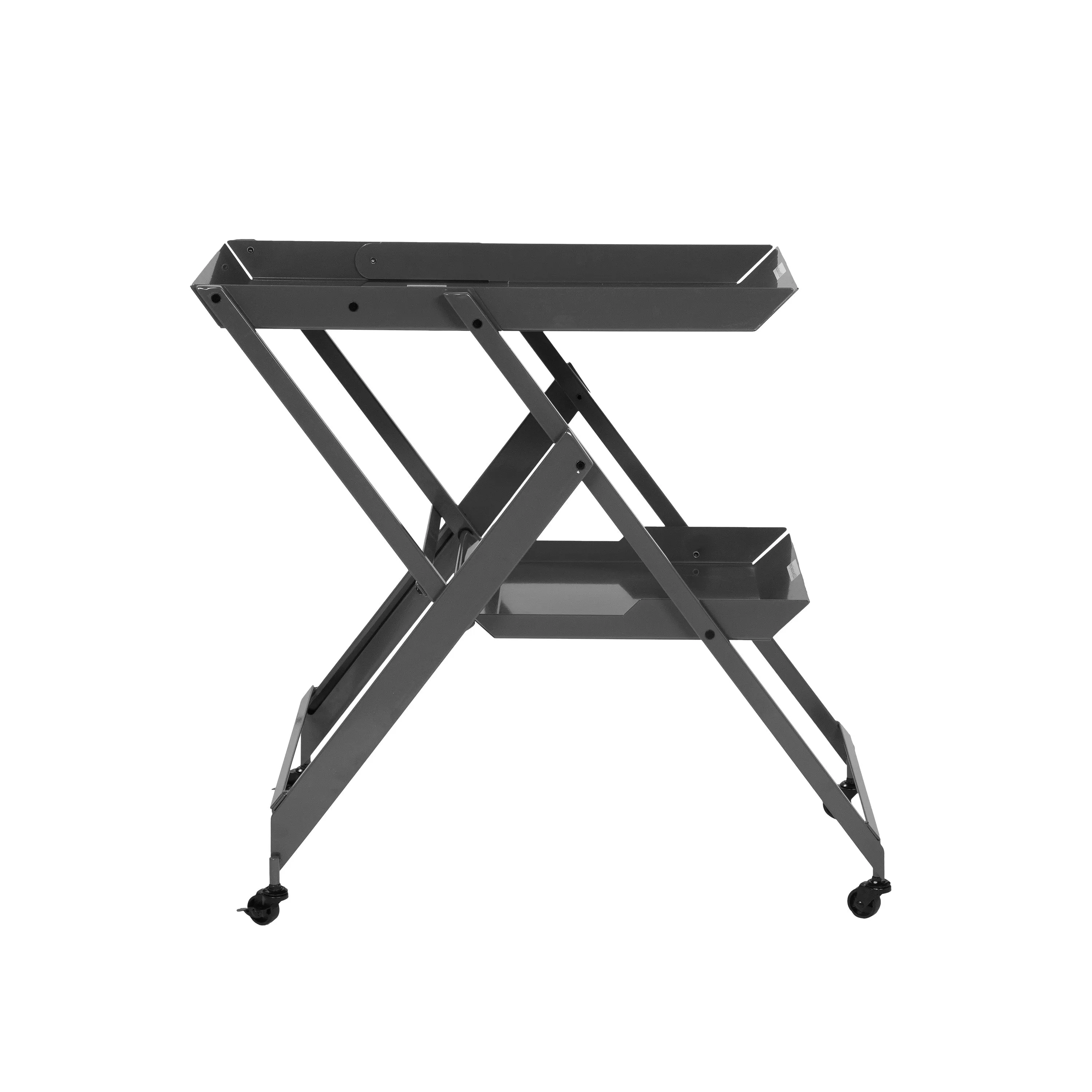 Frank Metal 2 Lipped Shelf Space-Saving Folding & Mobile Serving Cart