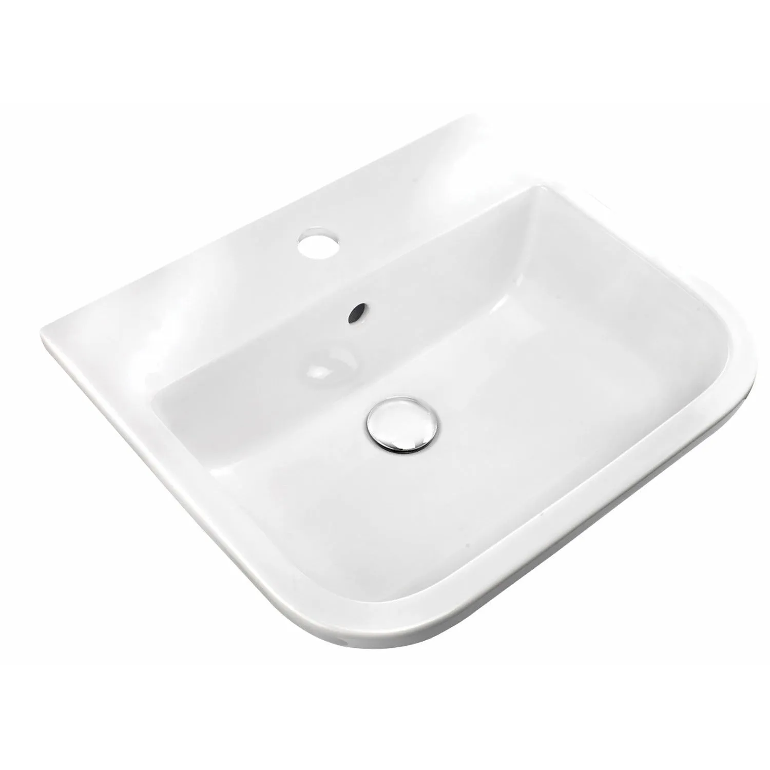 Frontline White Series 600 500mm Inset Counter Basin - 1 Tap Hole