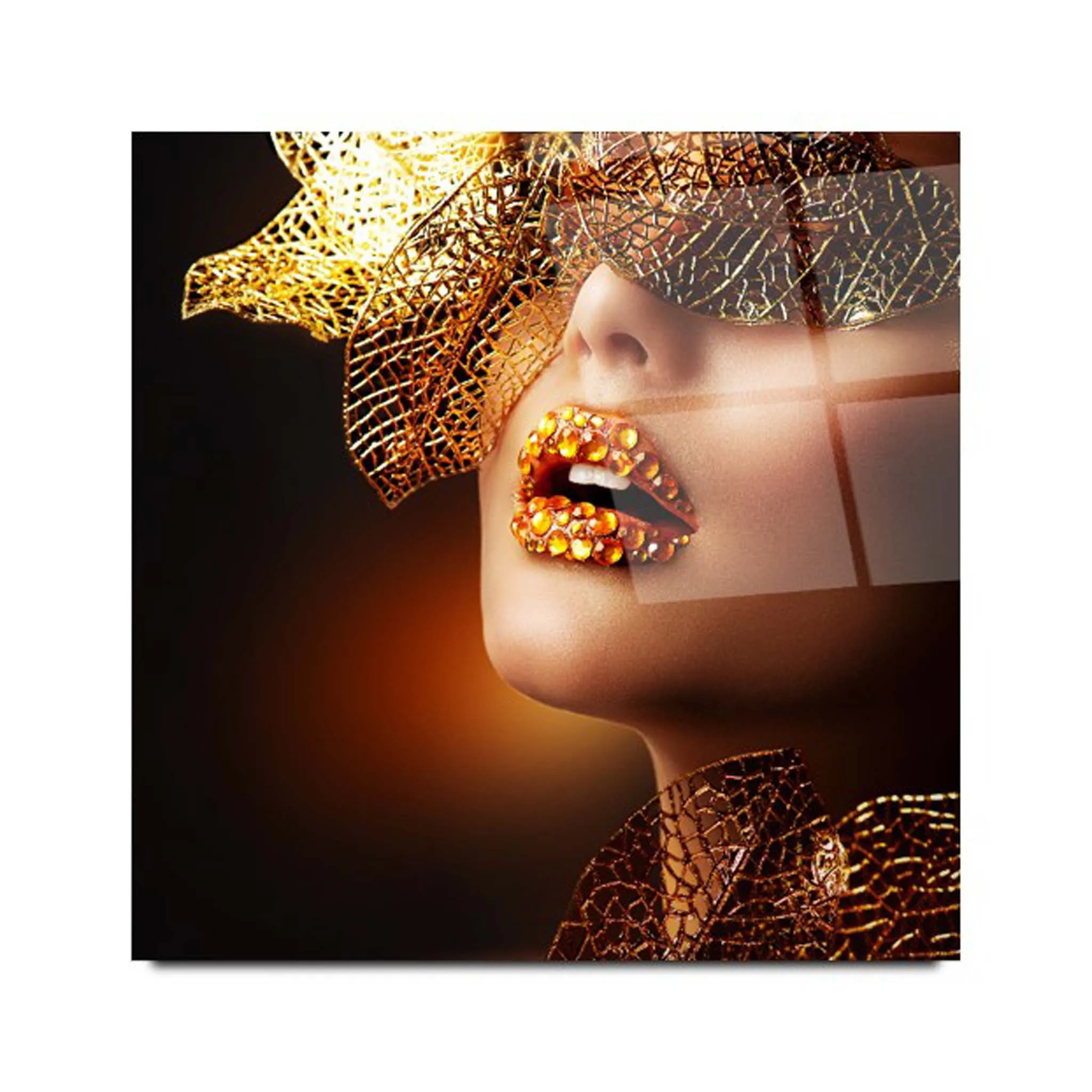 Gold Woman Glass Wall Art