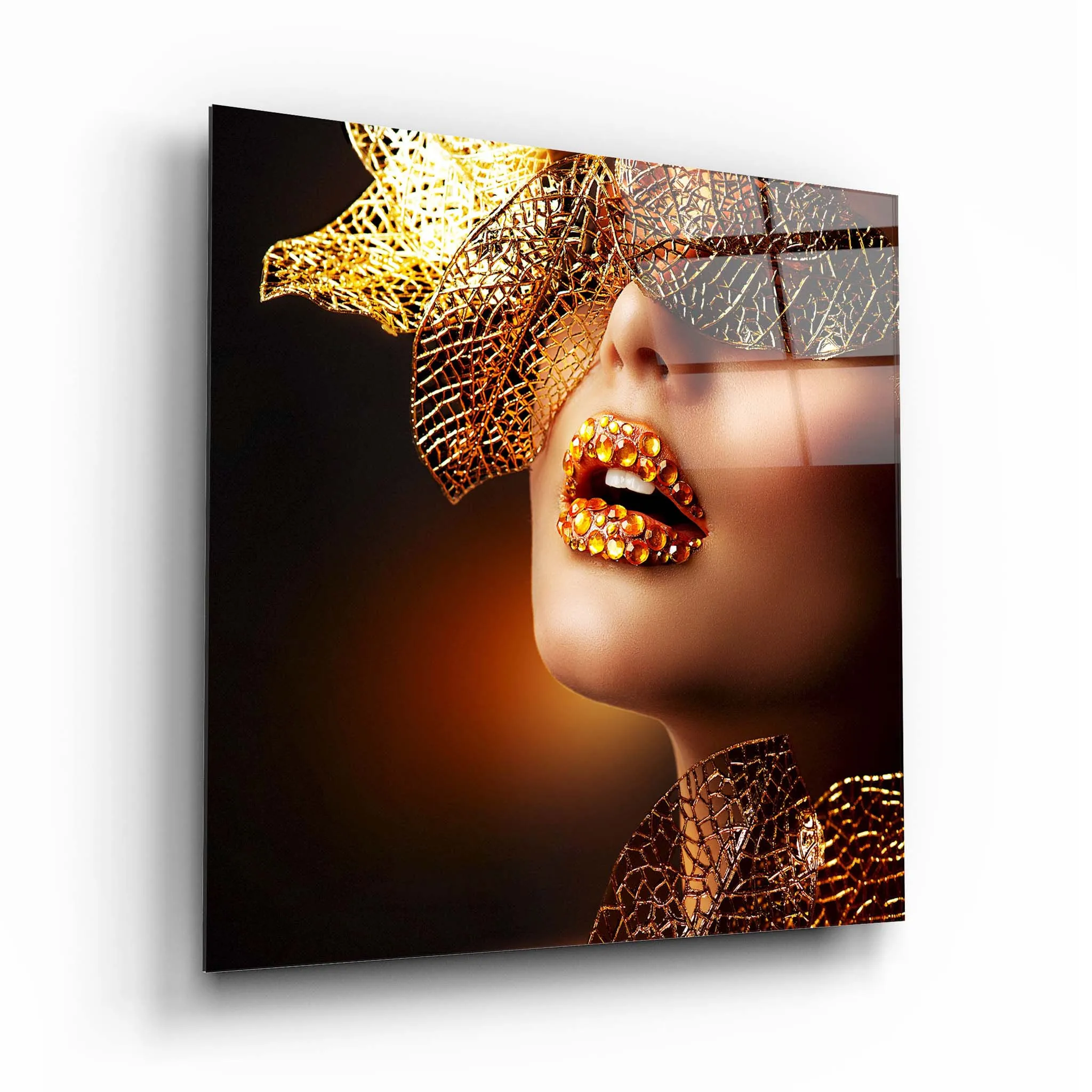 Gold Woman Glass Wall Art