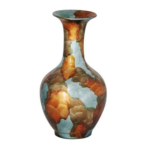 Greer Copper Gold and Aqua Foil and Lacquer Ceramic Vase