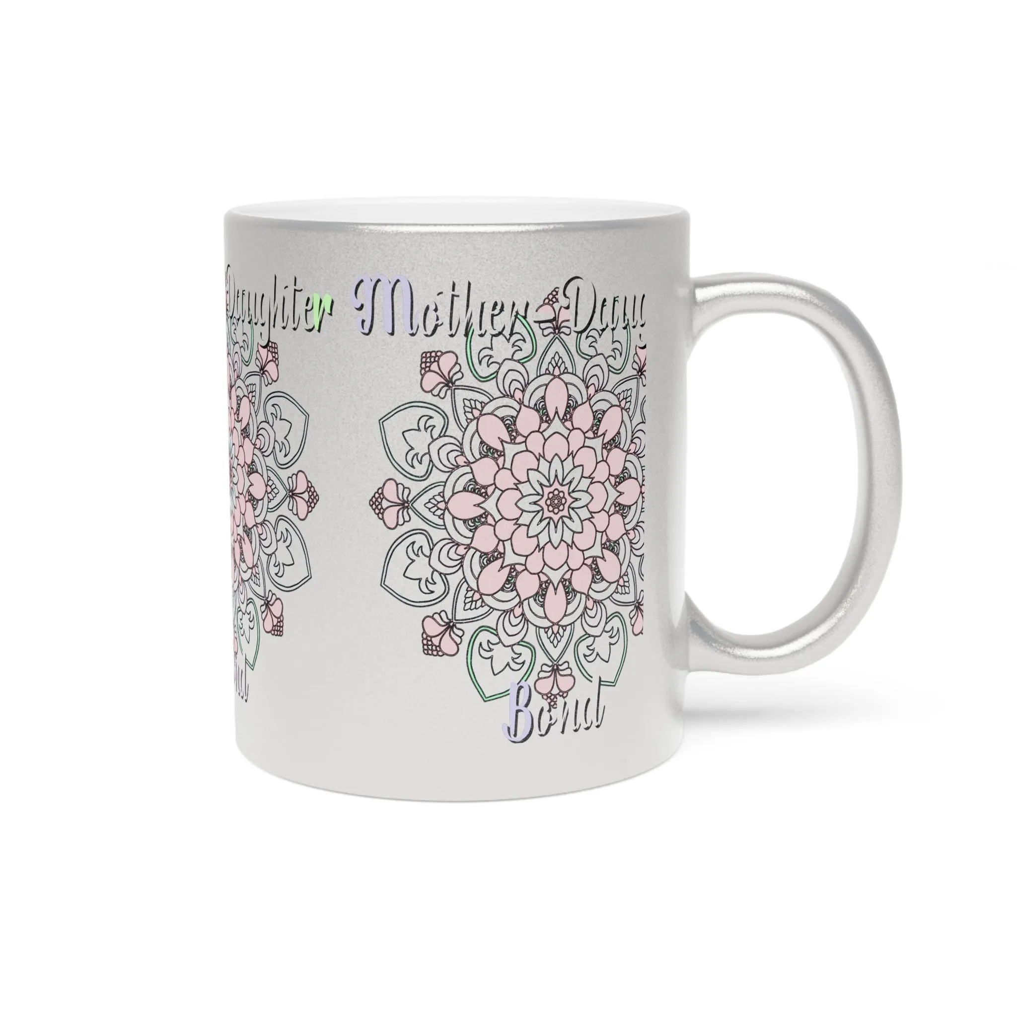 Handmade Mandala Metallic Mug - Mother-Daughter Bond