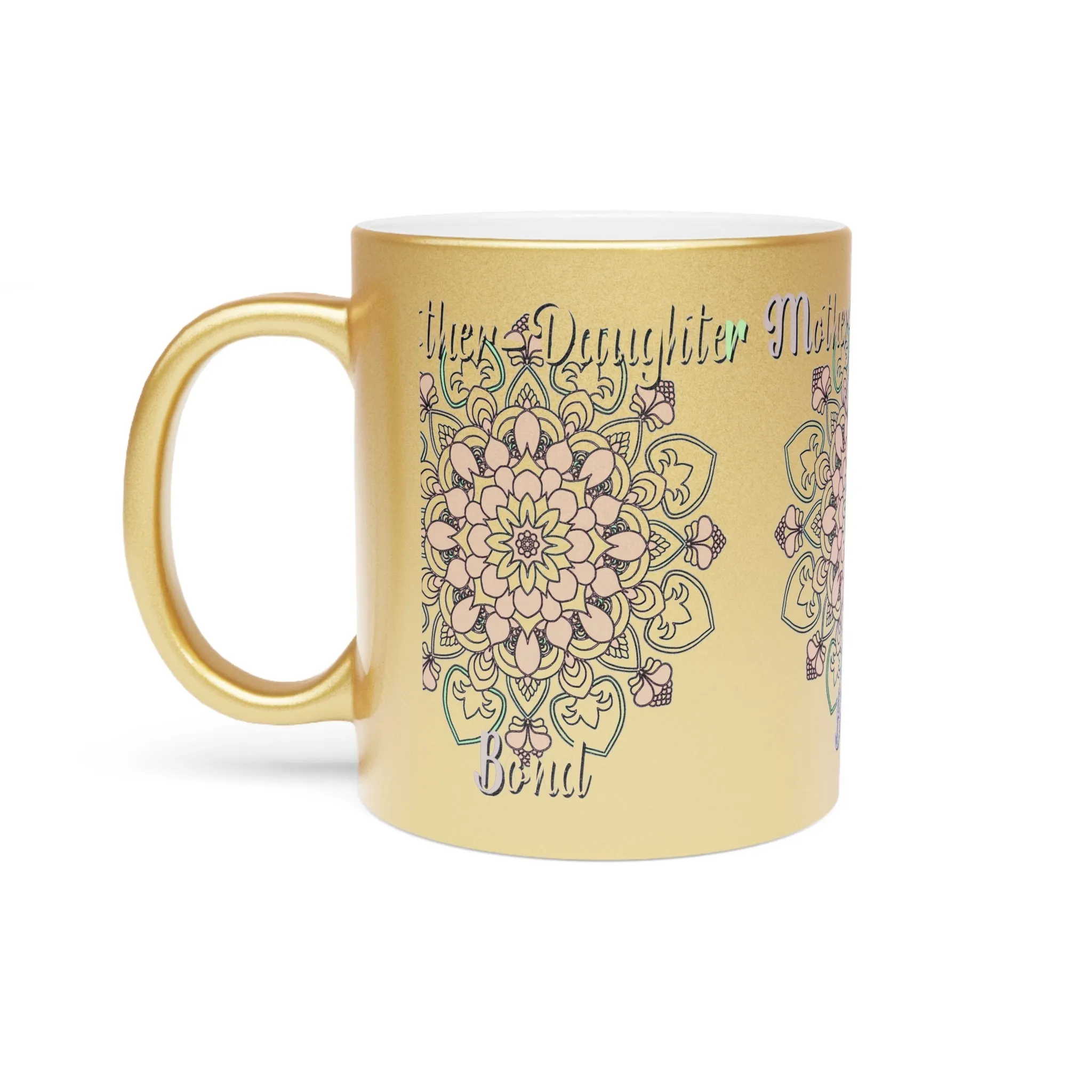 Handmade Mandala Metallic Mug - Mother-Daughter Bond