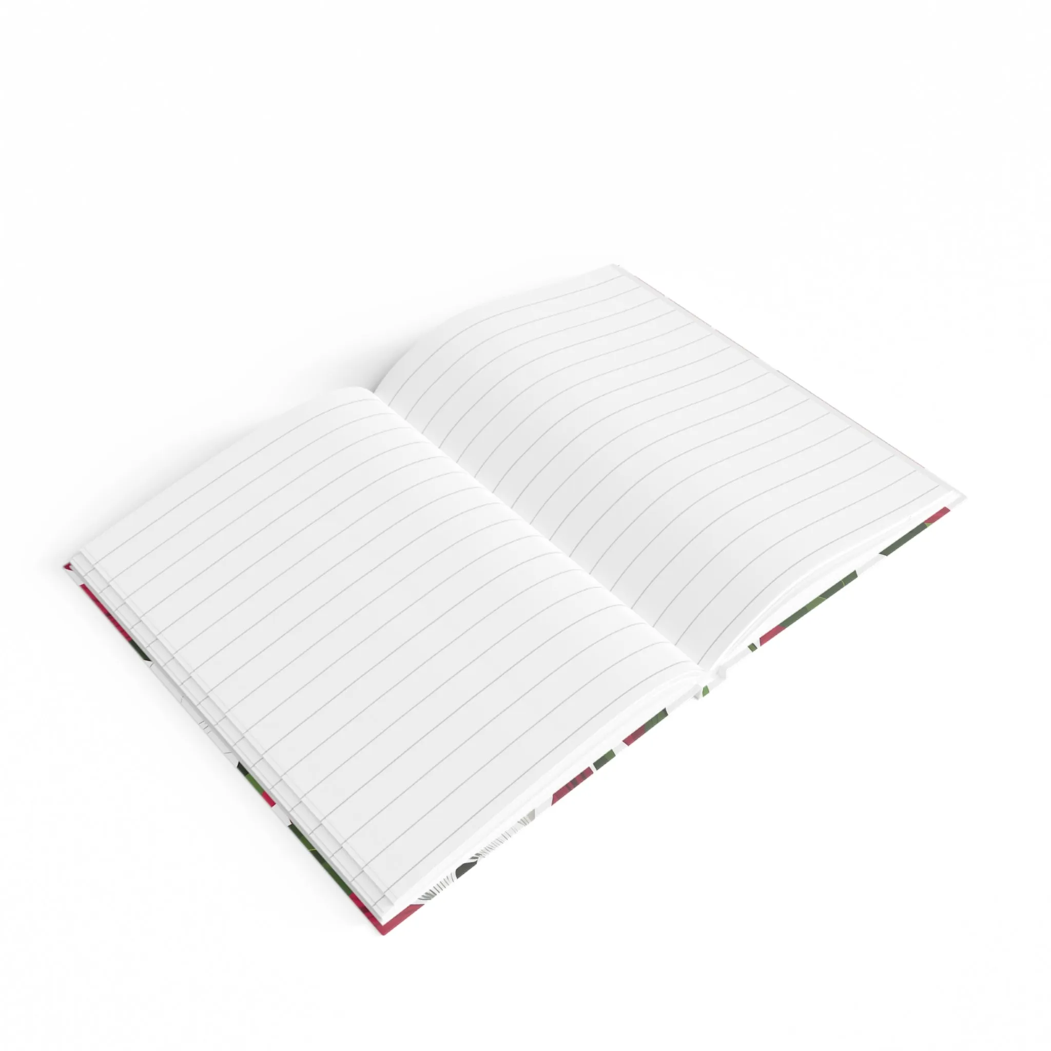 Hardcover Writing Journal with 128 ruled line pages - White Flowers on Red