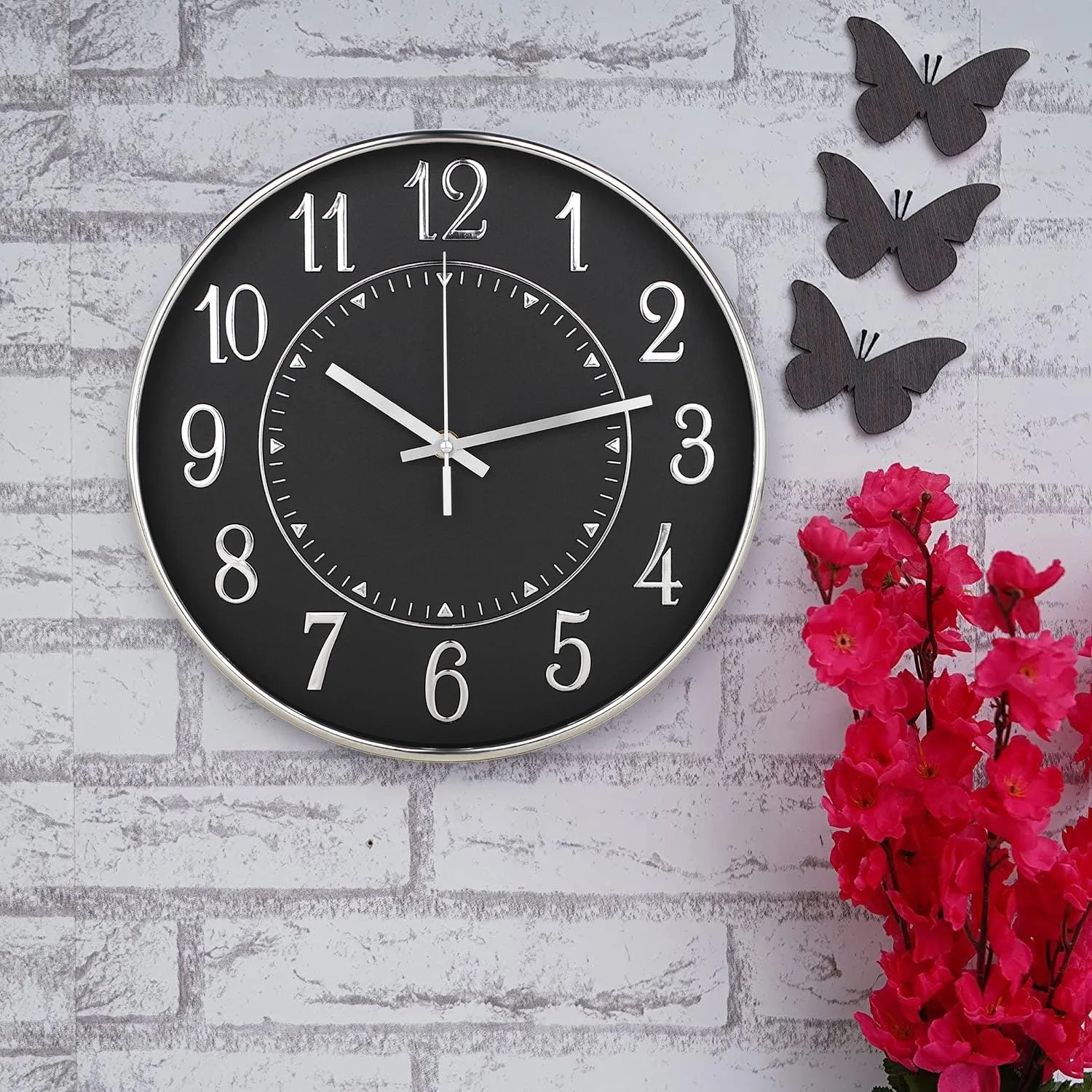 Homestic Wall Clock | Fancy Watch Wall Clocks | Office Wall Clock | Clock for Living Room | Clock for Bedroom | Clock for Hall | Machinery-Quartz | 12 Inch | N-Silver