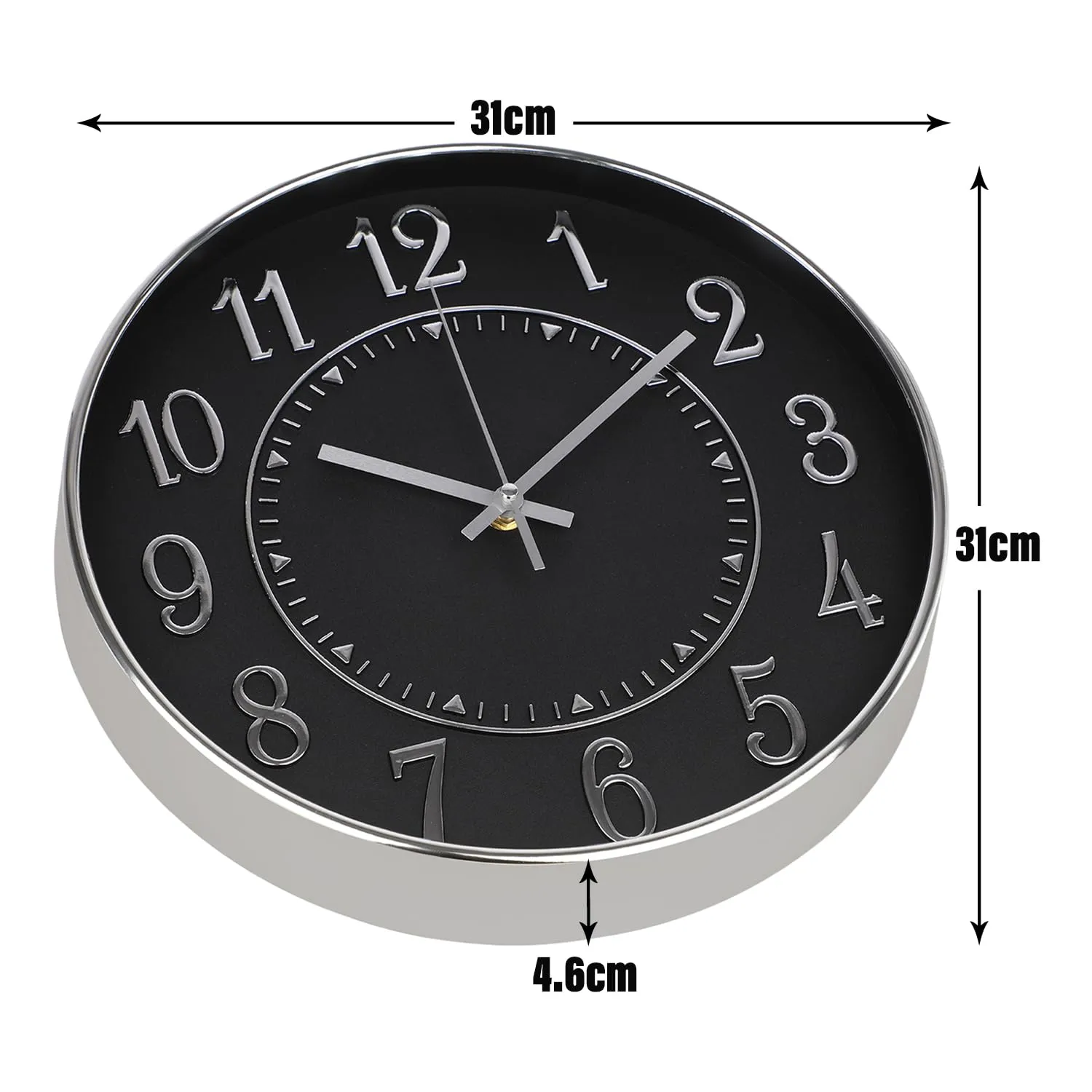 Homestic Wall Clock | Fancy Watch Wall Clocks | Office Wall Clock | Clock for Living Room | Clock for Bedroom | Clock for Hall | Machinery-Quartz | 12 Inch | N-Silver