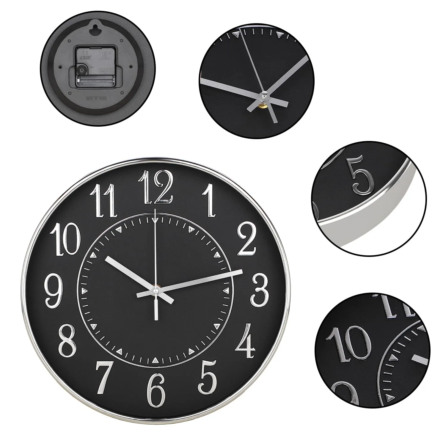 Homestic Wall Clock | Fancy Watch Wall Clocks | Office Wall Clock | Clock for Living Room | Clock for Bedroom | Clock for Hall | Machinery-Quartz | 12 Inch | N-Silver