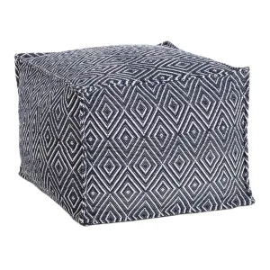 Indoor/Outdoor Pouf - Diamond Navy & White