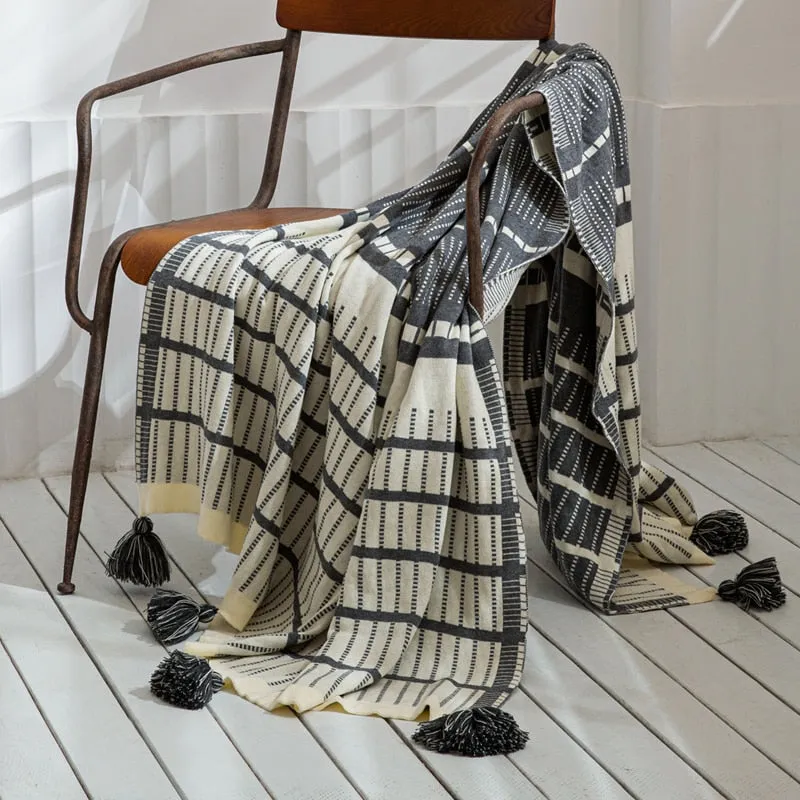 Jacquard Striped Blanket & Throw