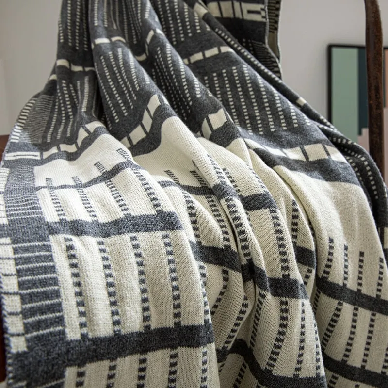 Jacquard Striped Blanket & Throw