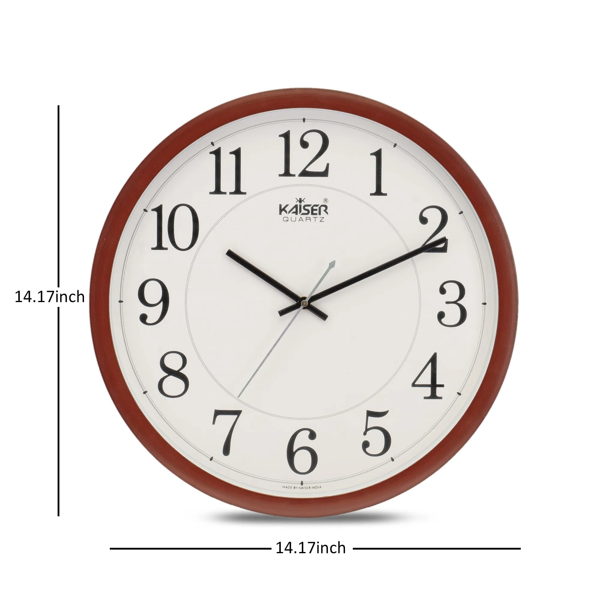 KAISER 15 Inch Quartz Wall Clock - Silent Analog Clock for Home & Office (Rosewood 01)