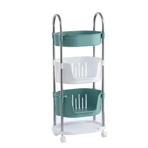 Kuber Industries (Pack of 6) Utility Rolling Cart | 4 Tier Kithen Storage Cart with Caster Wheels | Space Saving Home Storage Organizer | Trolley Rack with Wheels | YM564GW|Green White