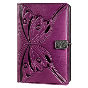 Leather Refillable Journal Notebook, Butterfly