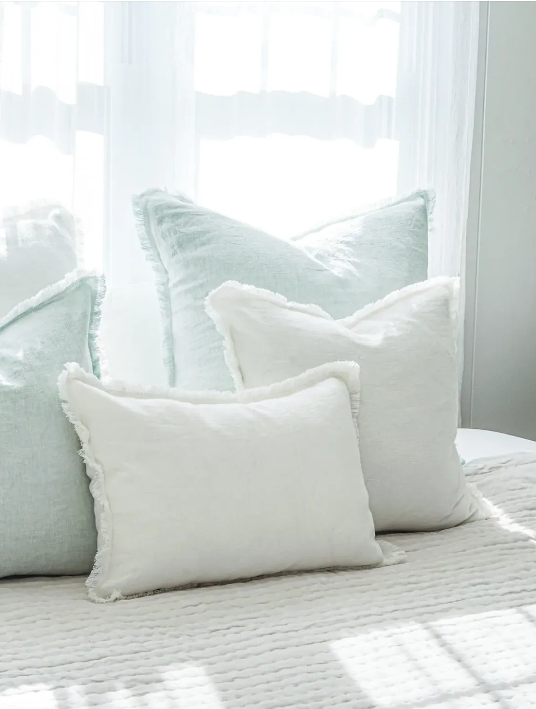 Light Aqua Linen Pillows