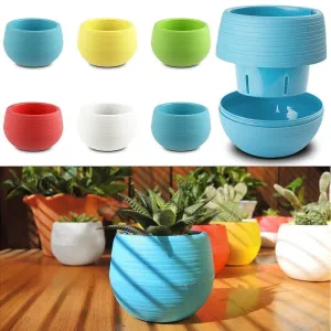 Mini Colourful 1pcs 7*6.5CM Cute Round Home Garden Office Decor Planter Plastic Plant Flower Pots Garden Supplies Free Shipping