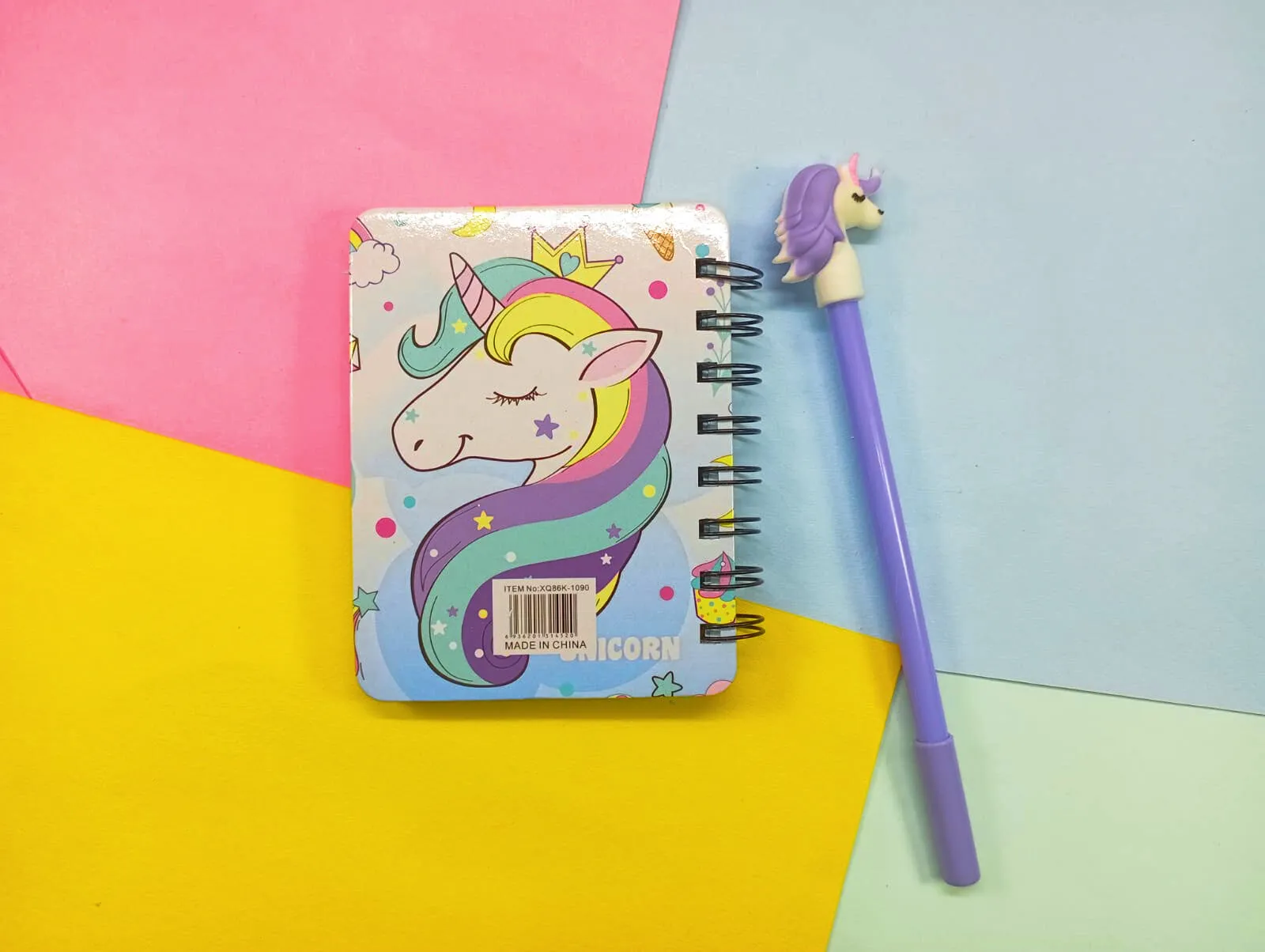 Mini Spiral Notebook with Pen for Kids Girls Pocket Journal Memo Ruled Paper, 3 Cute Unicorn Designs, 5.5” x 3.4”