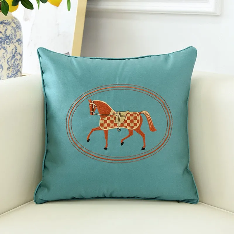 Modern Sofa Decorative Pillows, Embroider Horse Pillow Covers, Modern Decorative Throw Pillows, Horse Decorative Throw Pillows for Couch