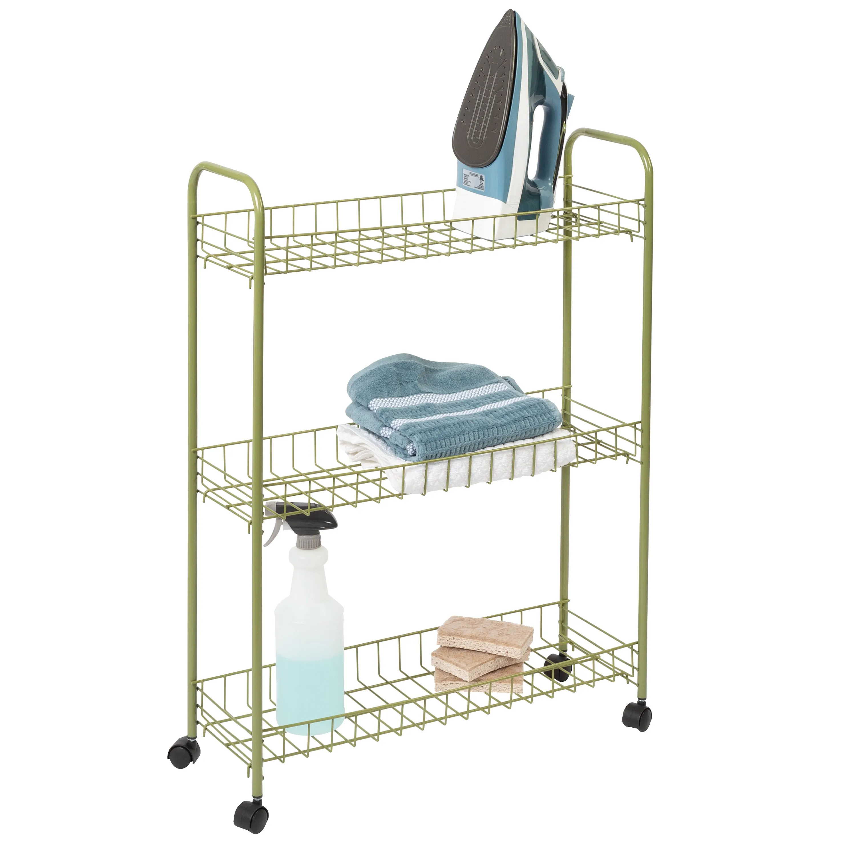 Olive 3-Tier Rolling Utility Cart