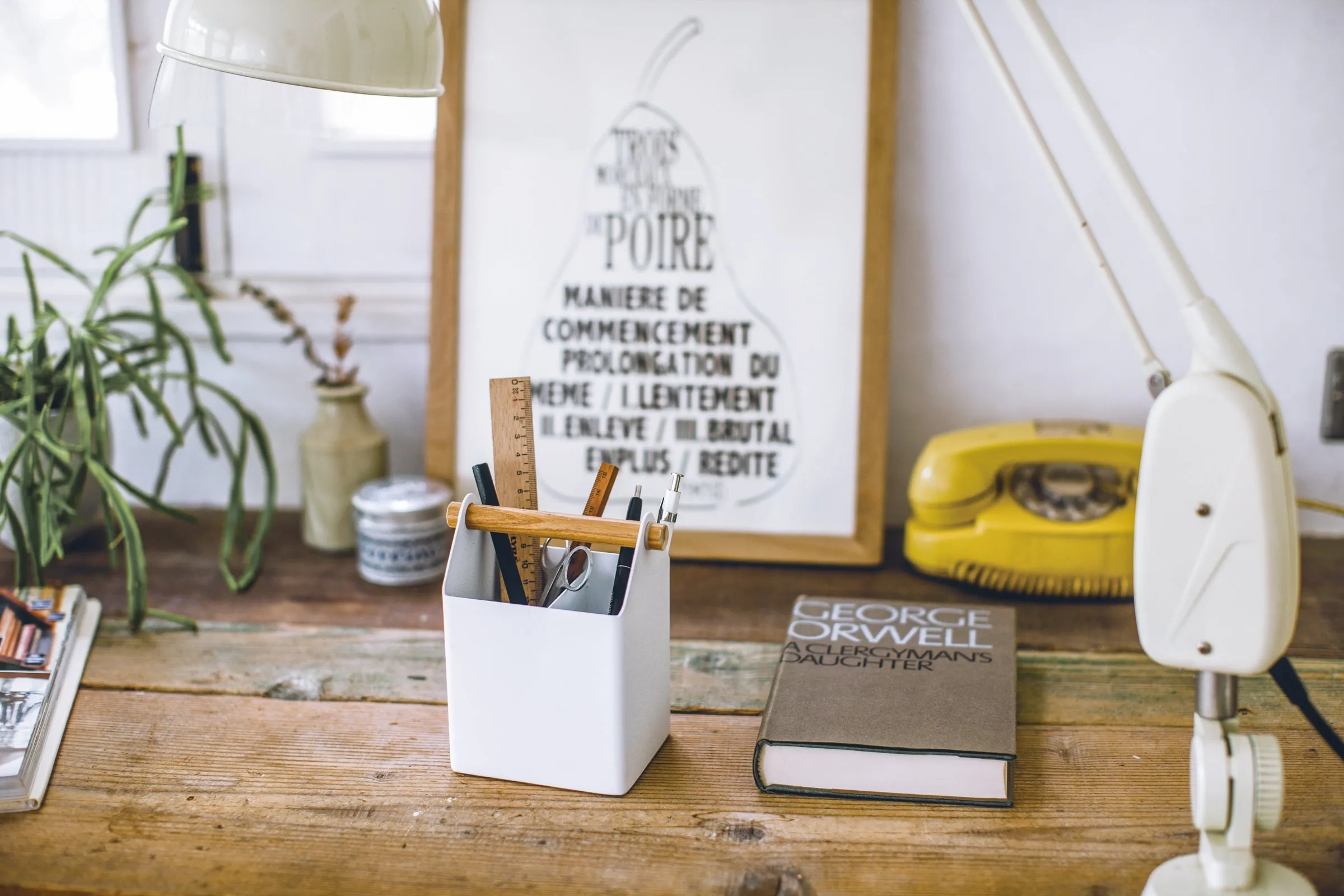 Pen   Desk Organizer - Two Sizes - Steel   Wood