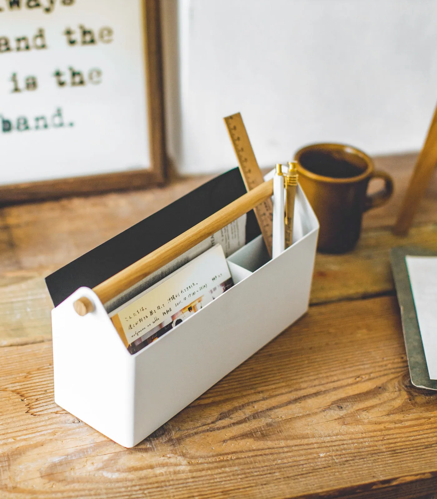 Pen   Desk Organizer - Two Sizes - Steel   Wood