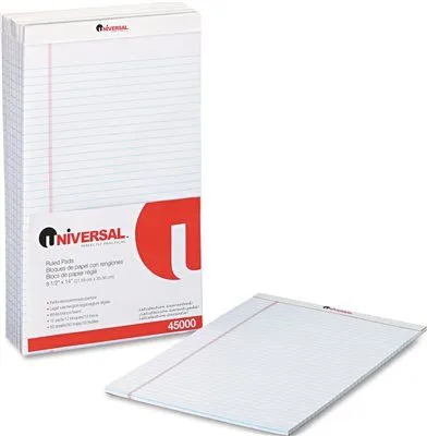 Perforated Edge Writing Pad' Wide/Margin Rule' Legal' White' 50-Sheet' Dozen