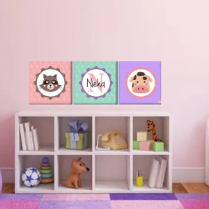 Personalized Nursery Wall Art  -Cute Tom & Pig