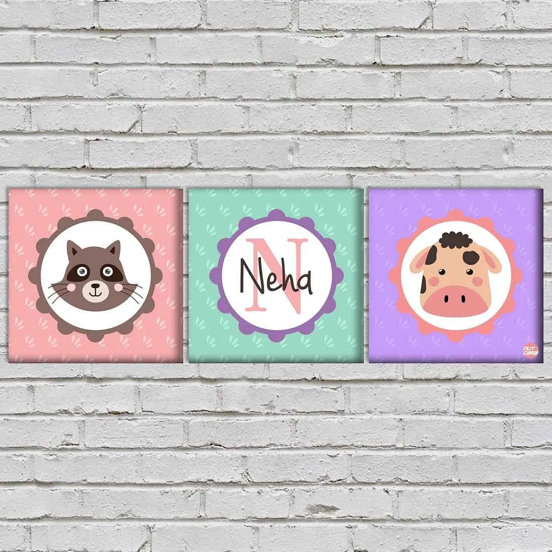 Personalized Nursery Wall Art  -Cute Tom & Pig