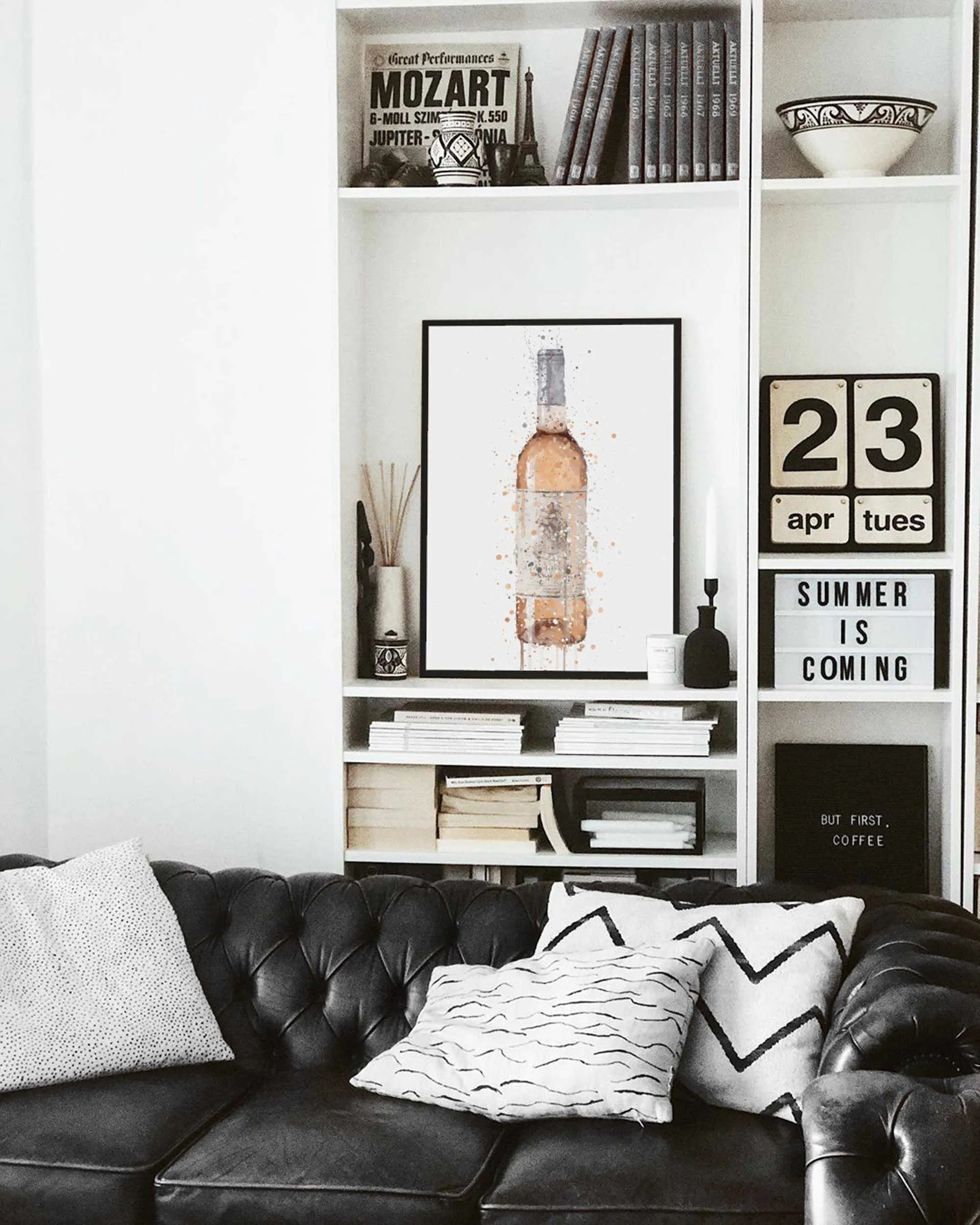 Rose Wine Bottle Wall Art Print