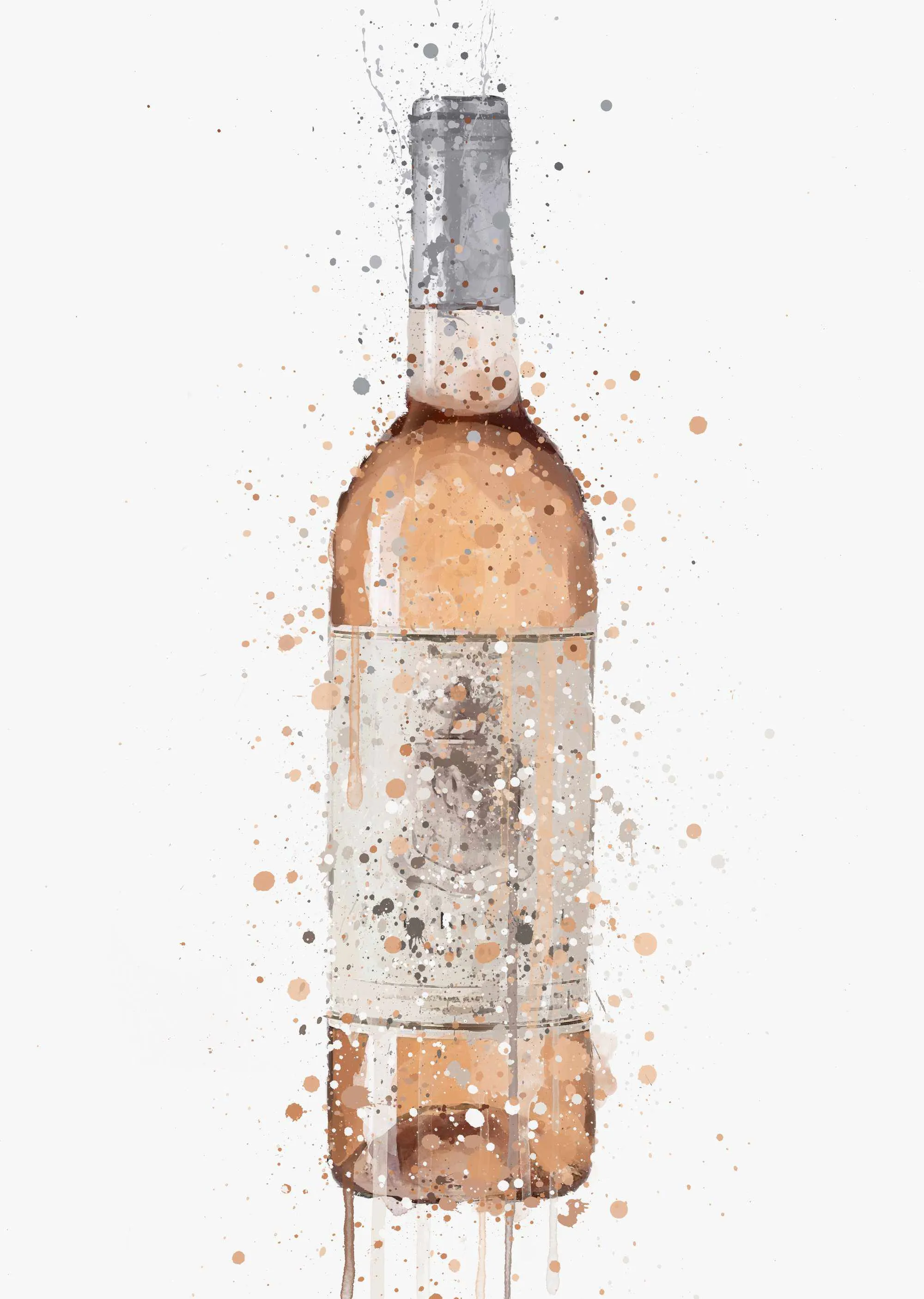 Rose Wine Bottle Wall Art Print