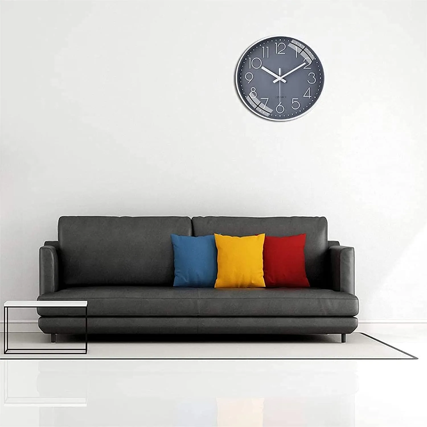 Rylan Wall Clock 12" Silent Quartz Decorative Latest Wall Clock Non-Ticking Classic Clock Battery Operated Round Easy to Read for Room/Home/Kitchen/Bedroom/Office/School- (Grey)