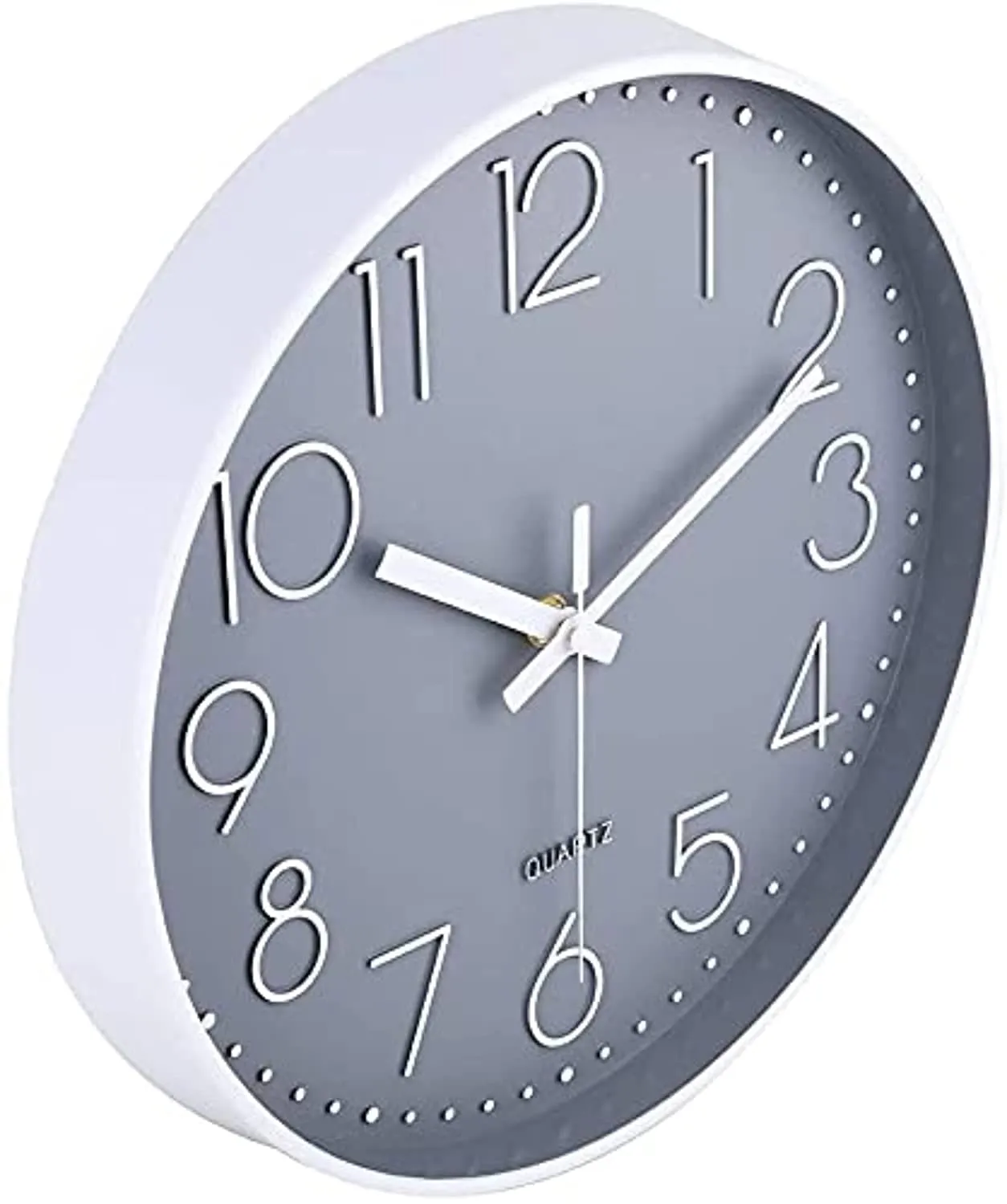 Rylan Wall Clock 12" Silent Quartz Decorative Latest Wall Clock Non-Ticking Classic Clock Battery Operated Round Easy to Read for Room/Home/Kitchen/Bedroom/Office/School- (Grey)