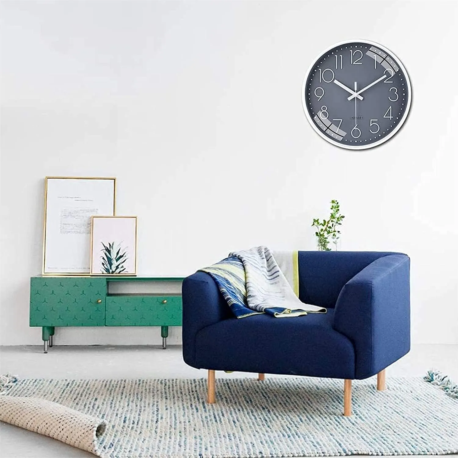 Rylan Wall Clock 12" Silent Quartz Decorative Latest Wall Clock Non-Ticking Classic Clock Battery Operated Round Easy to Read for Room/Home/Kitchen/Bedroom/Office/School- (Grey)