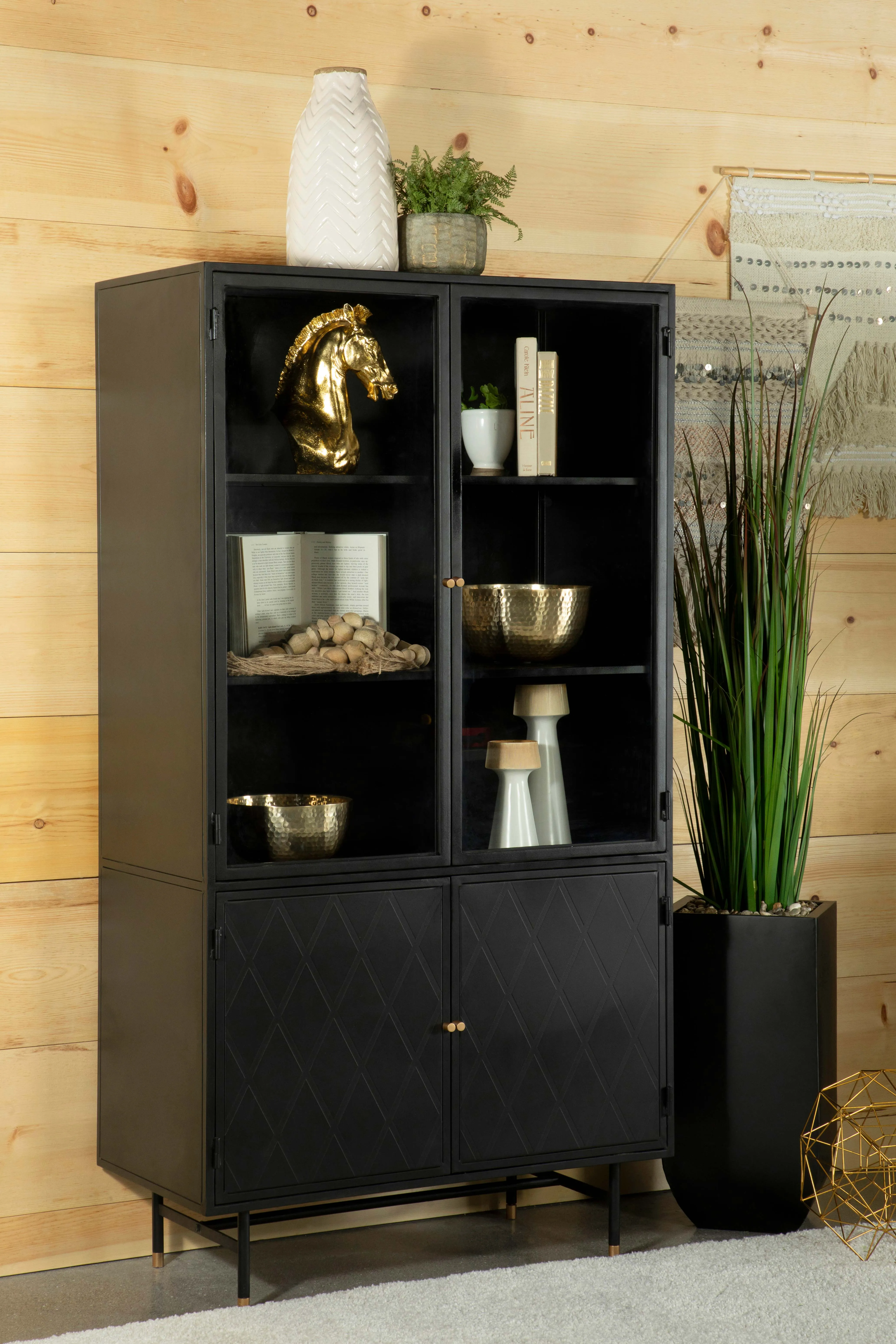 Santiago Rectangular 4-door Cabinet Matte Black