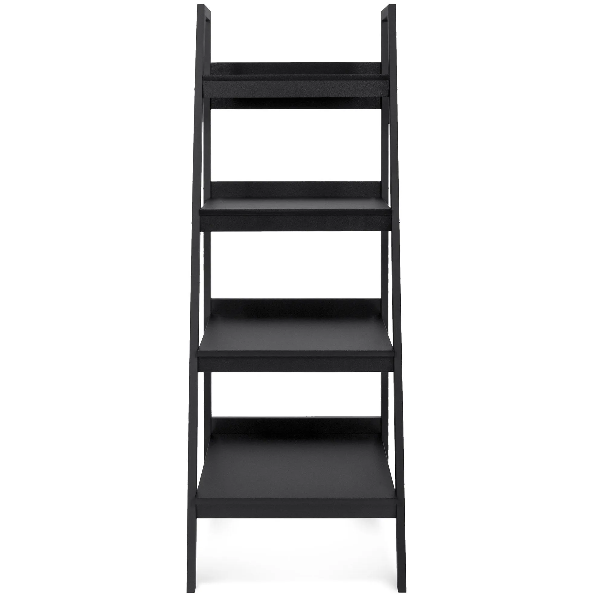 Set of 2 Wooden 4-Shelf Open Ladder Bookcase Displays w/ Metal Framing