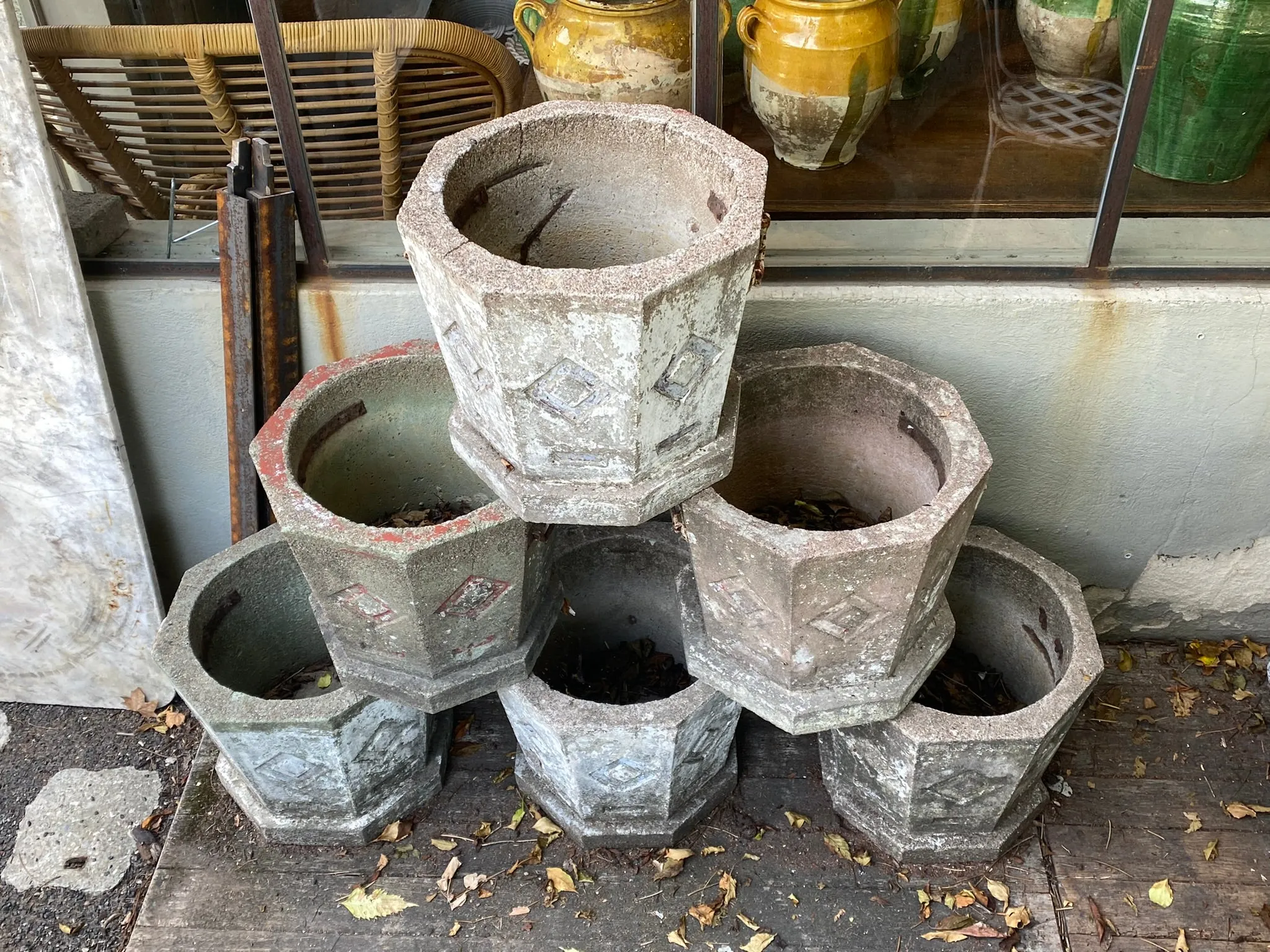 Set of 6 octogonal planters - 1930s 15¼"