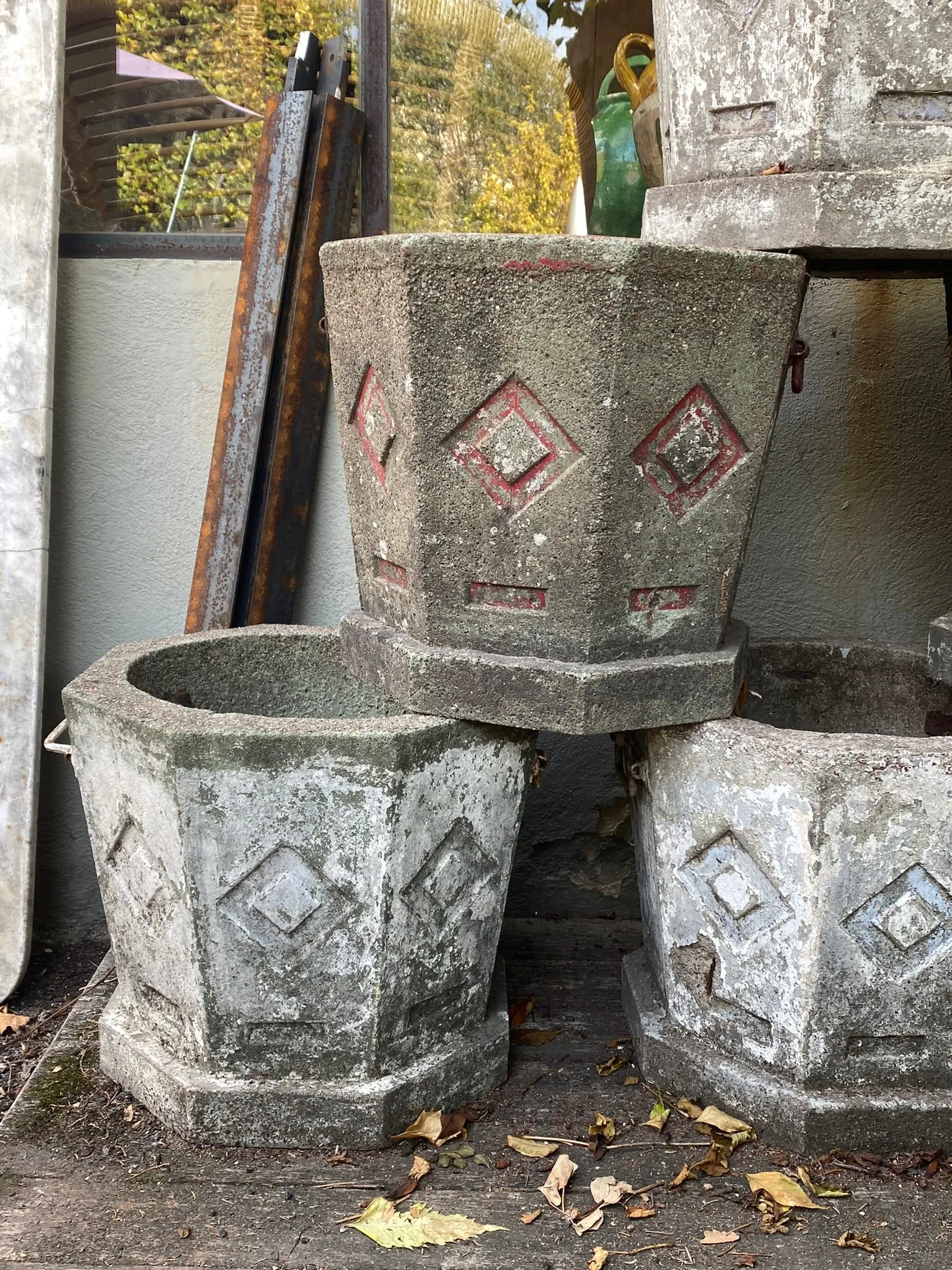 Set of 6 octogonal planters - 1930s 15¼"