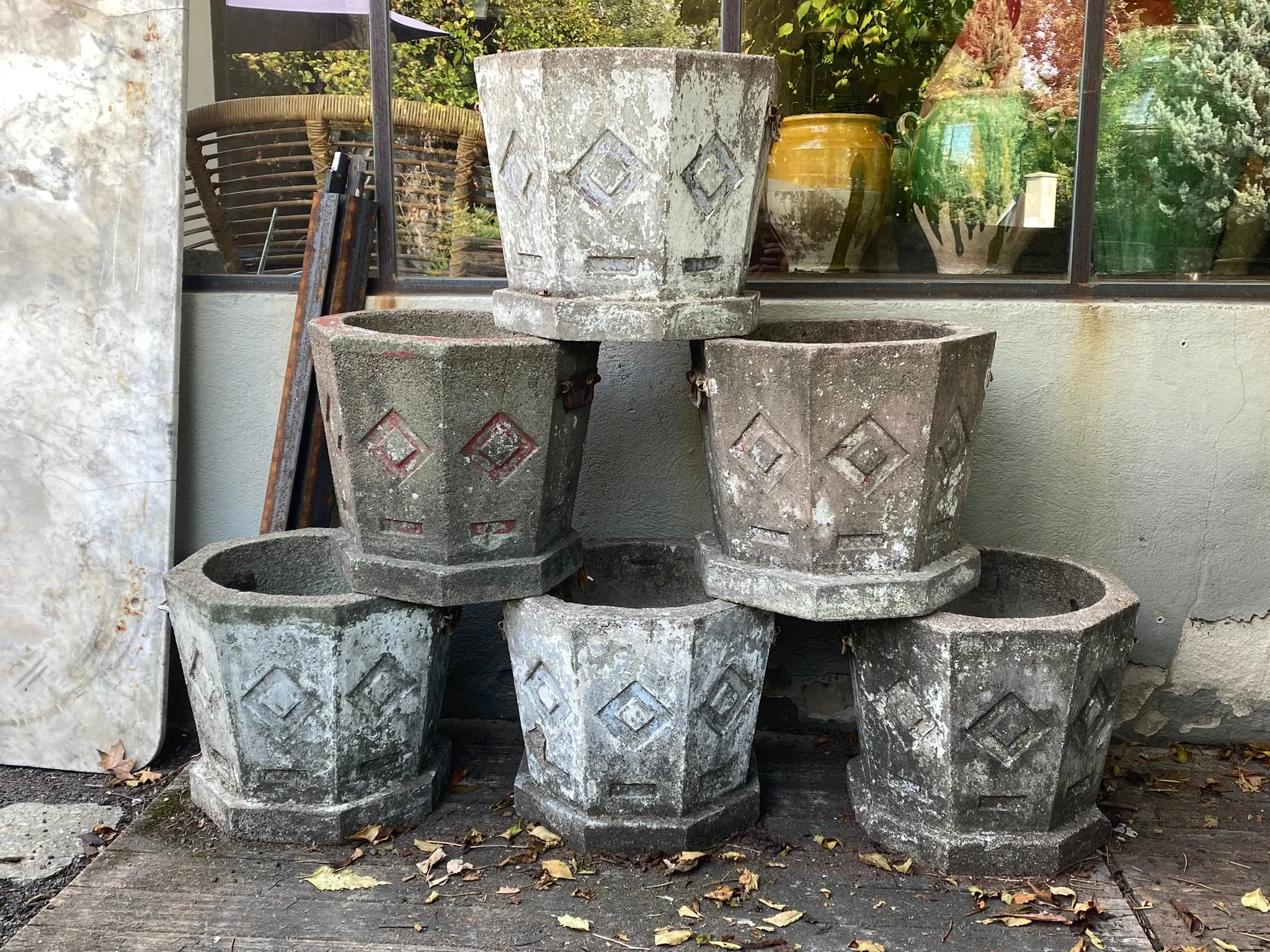 Set of 6 octogonal planters - 1930s 15¼"