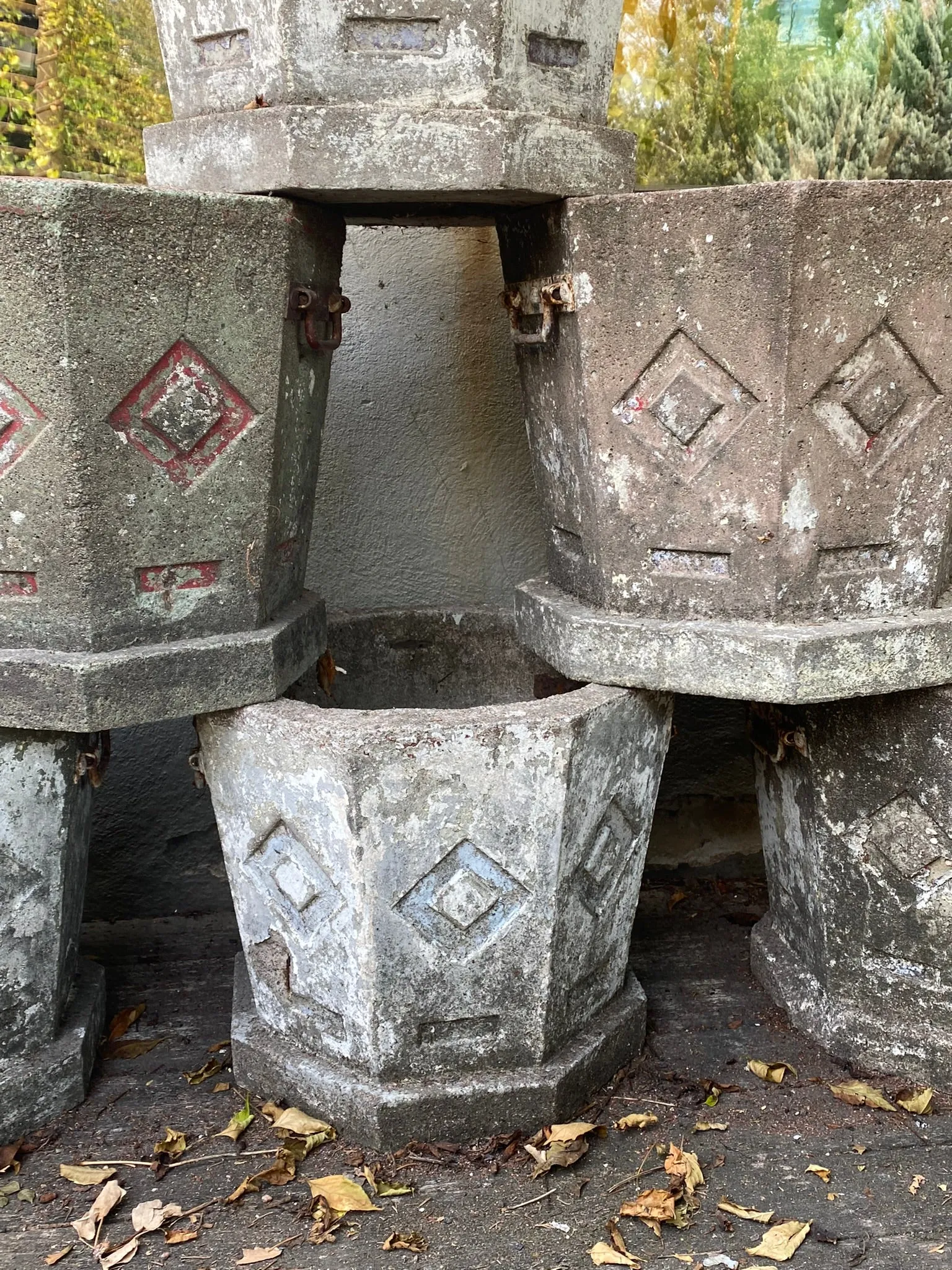 Set of 6 octogonal planters - 1930s 15¼"