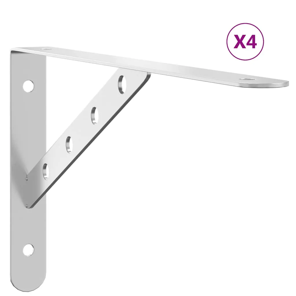 Shelf Brackets 4 pcs 30x2.5x15.5 cm Silver Stainless Steel