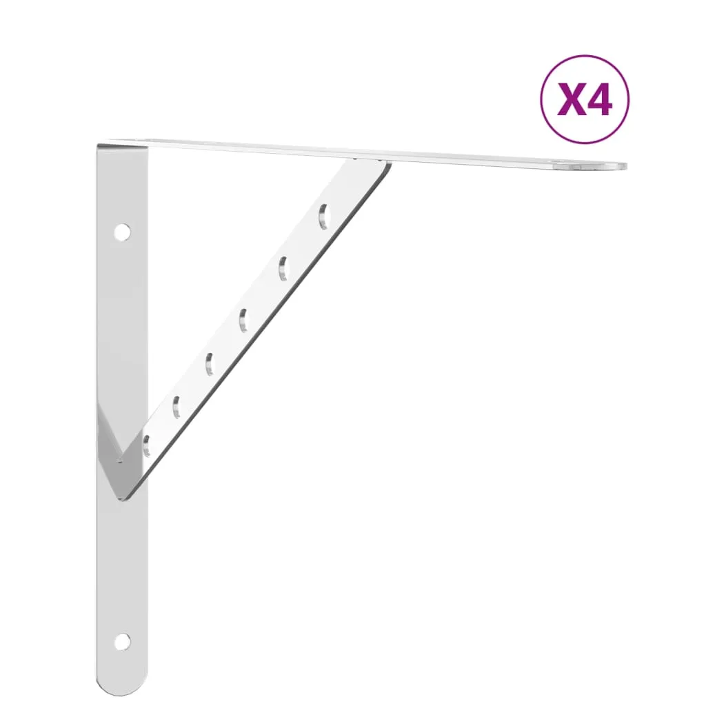 Shelf Brackets 4 pcs 40x2.5x25 cm Silver Stainless Steel