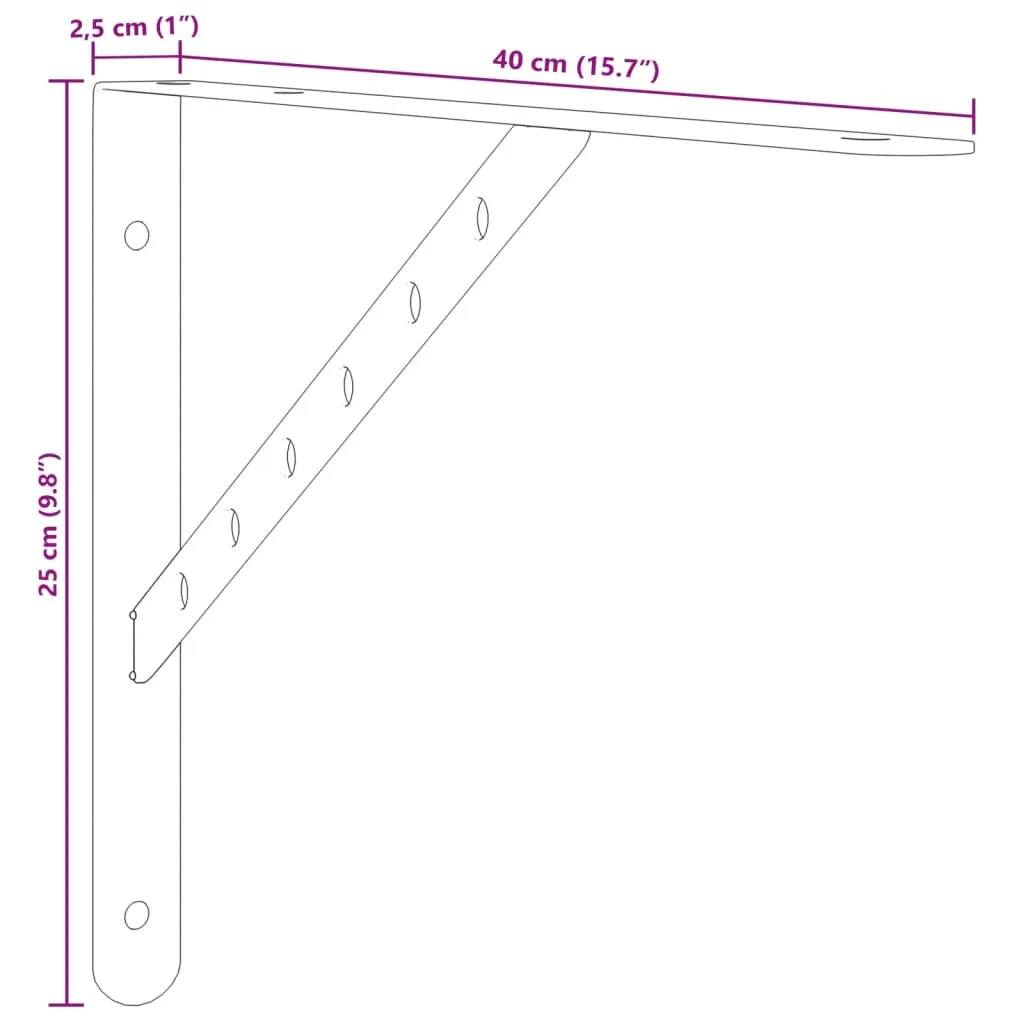 Shelf Brackets 4 pcs 40x2.5x25 cm Silver Stainless Steel