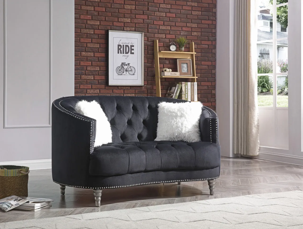 Sleek Loveseat -  Black