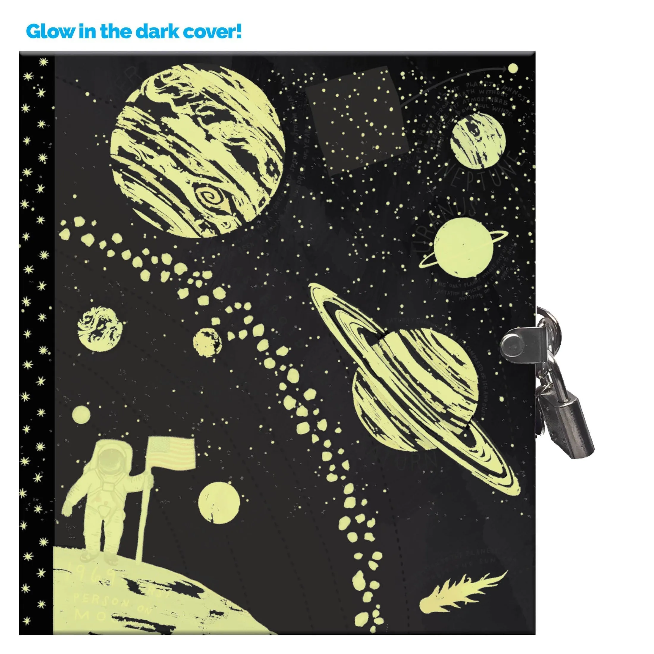 Space Glow in the Dark Lock & Key Kid's Diary