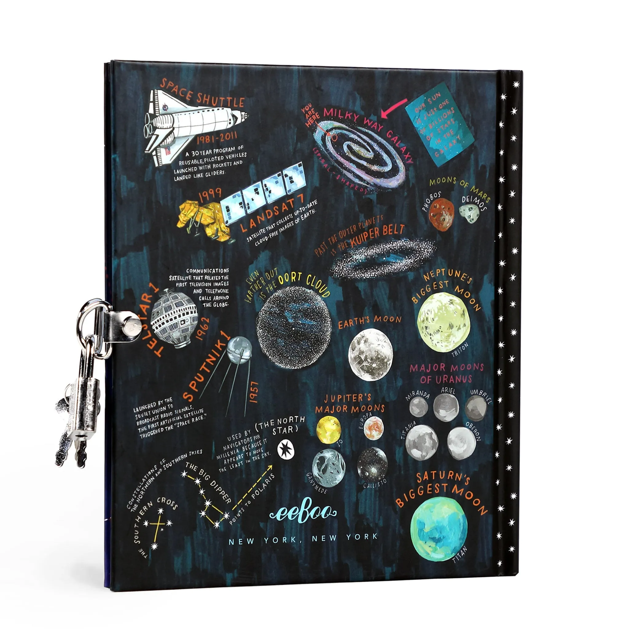 Space Glow in the Dark Lock & Key Kid's Diary